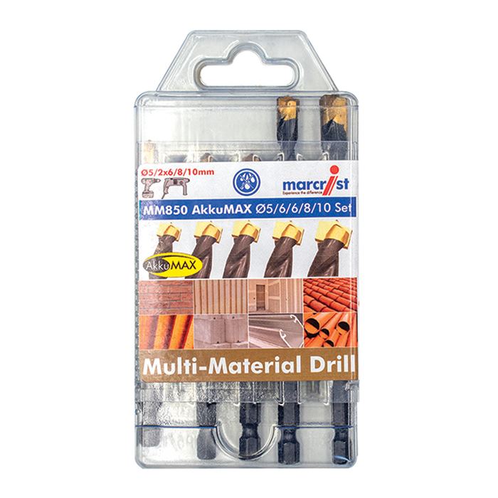 marcrist MM850 AkkuMAX Multi-Material-Bohrer-Set Ø 5 / 6 / 6 / 8 / 10mm