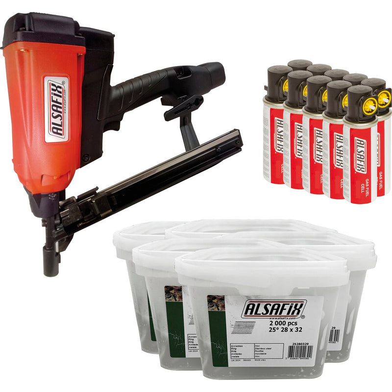 ALSAFIX Gasnagler SET F22/35 10.000 Nägel inkl. 10 Gaskartuschen