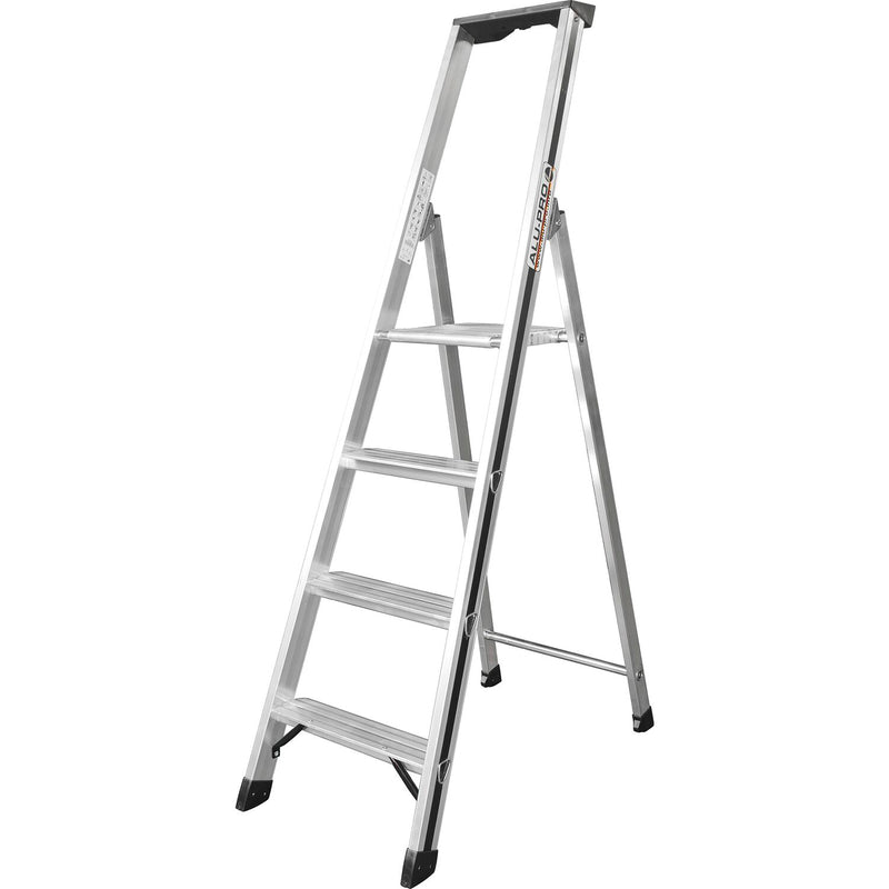 ALU-PRO Stufenstehleiter mit Plattform Type 70026 4 Stufen Länge 1,64 m