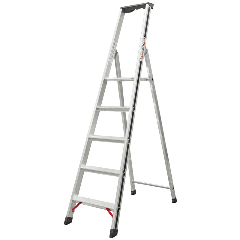ALU-PRO Stufenstehleiter mit Plattform Type 70026 5 Stufen Länge 1,89 m