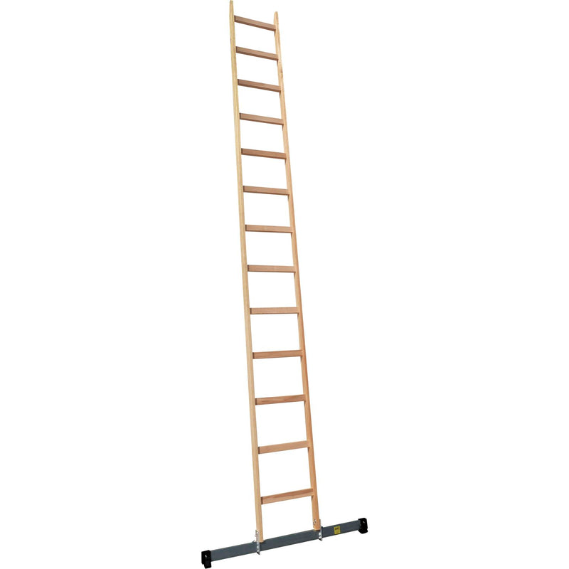 JUST Holz Sprossen-Anlegeleiter Sprossen=13 Länge=4 m mit Querfuß