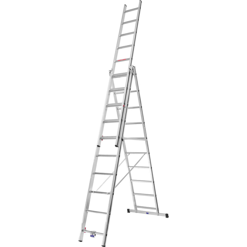ALU-PRO Allzweckleiter 3-teilig Typ 70047 Sprossen=3x10Länge von 2,88/6,52m