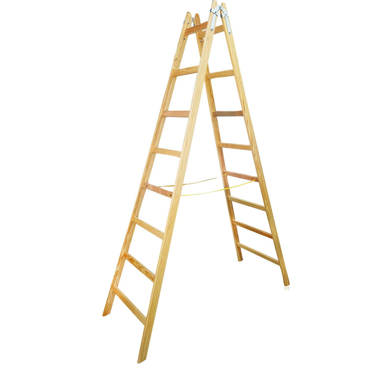 JUST Holz Stehleiter Sprossen=8 Länge=2,40 m mit Gurt