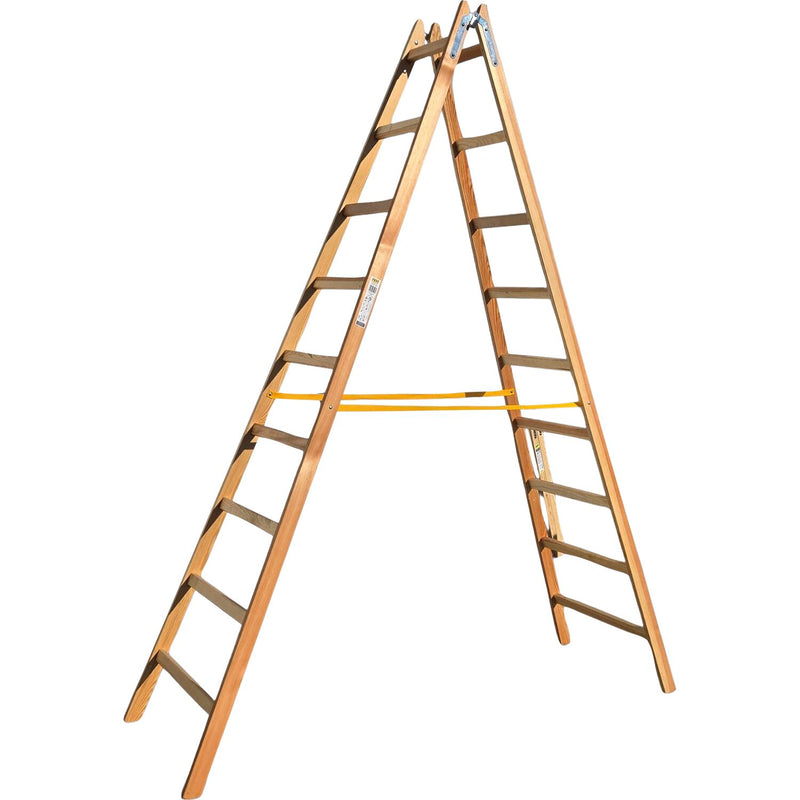 JUST Holz Stehleiter Sprossen=9 Länge=2,86 m mit Gurt