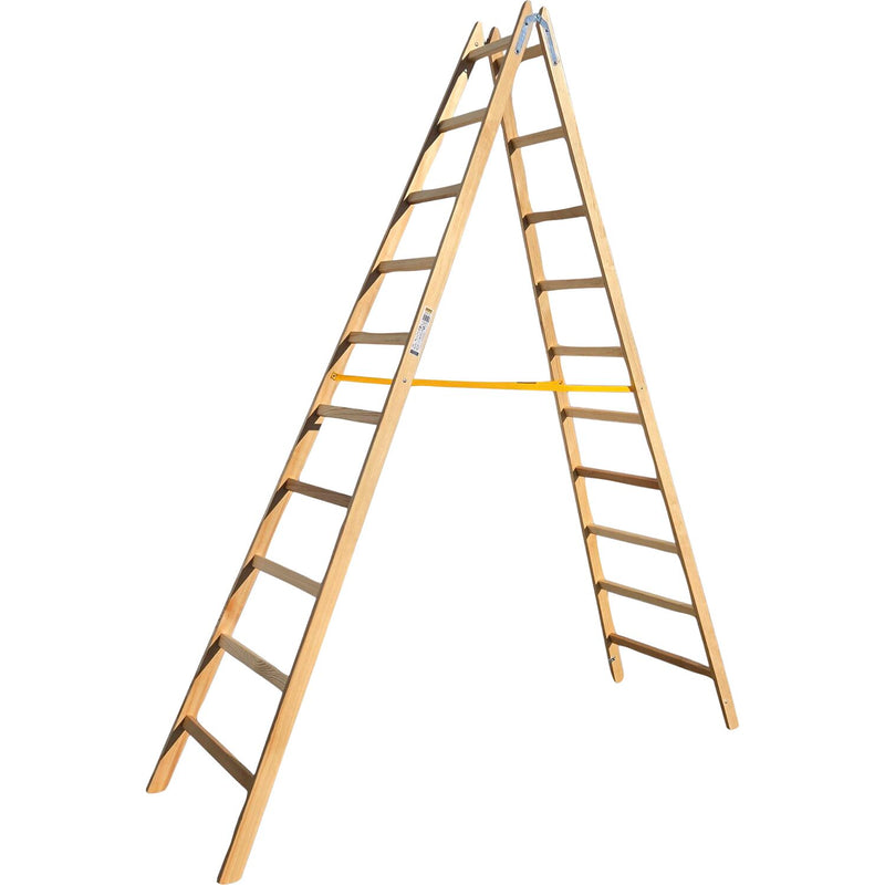JUST Holz Stehleiter Sprossen=10 Länge=3,16 m mit Gurt