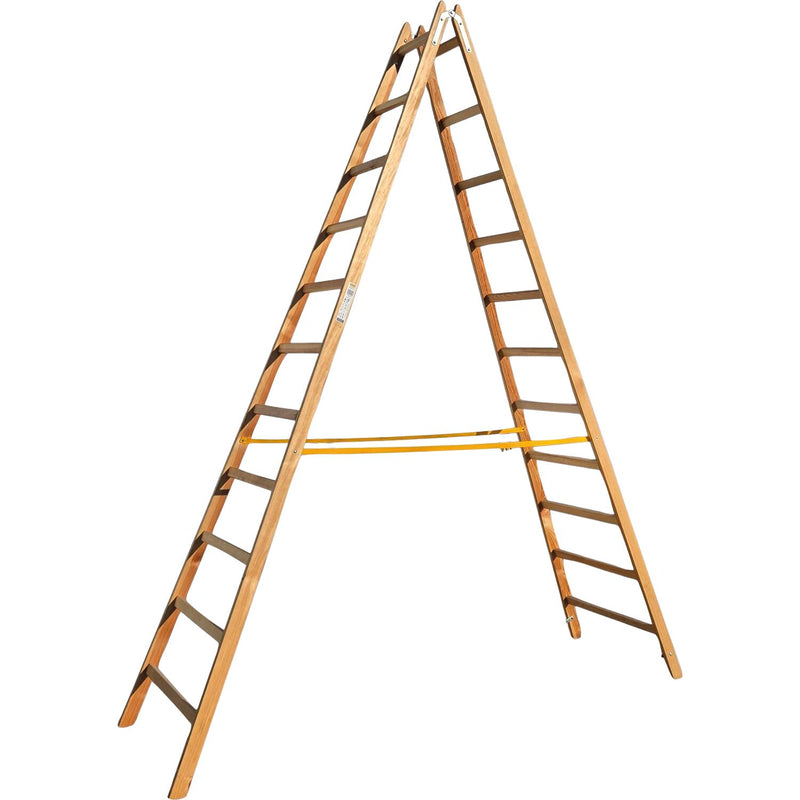 JUST Holz Stehleiter Sprossen=11 Länge=3,46 m mit Gurt