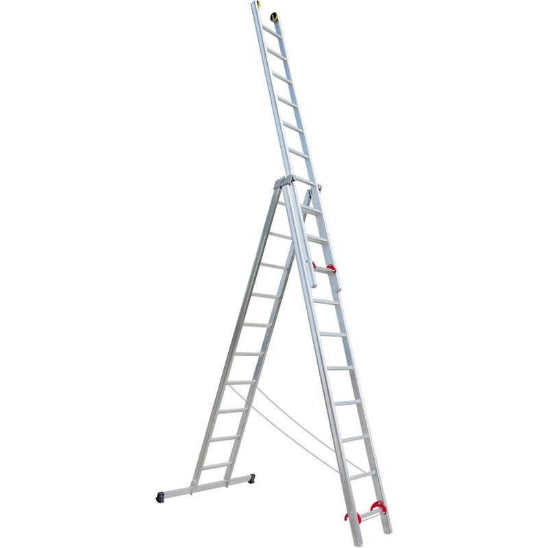 JUST Alu-Mehrzweck Industrieleiter 3-tlg.Type 53 Sprossen=3x 6 Länge=2,70/4,49 m