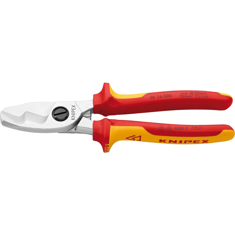 KNIPEX Kabelschere m. Doppelschneide VDE 9516 / Kabel 20mm/70mm² / 2K-Griff L=200mm