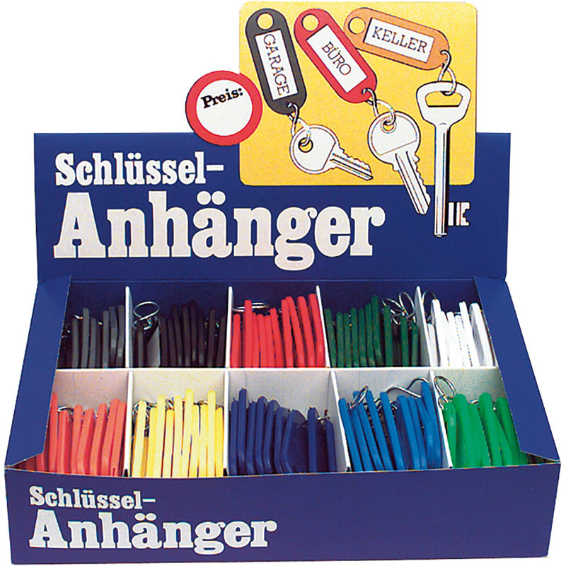Schlüsselanhänger Box - 200-tlg. in 10 Farben sortiert, mit Aufhängeloch