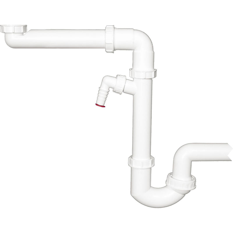 Raumspar-Siphon HL126SR  DN40x6/4" + DN50 mit Kugelgelenk, Waschgeräte-Anschluss