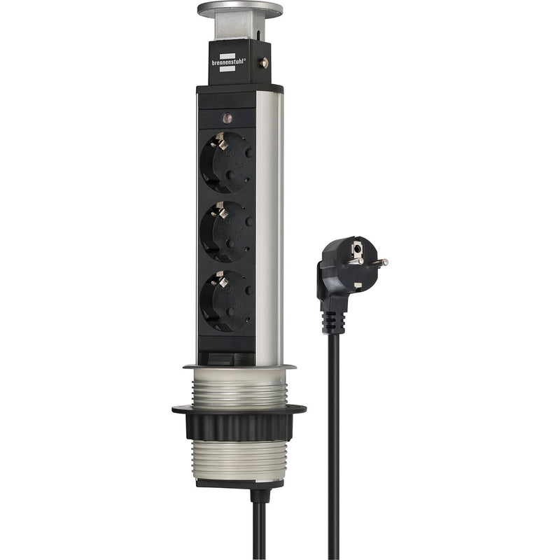 BRENNENSTUHL Steckdose Tower Power 3xSchuko, alufarbig
