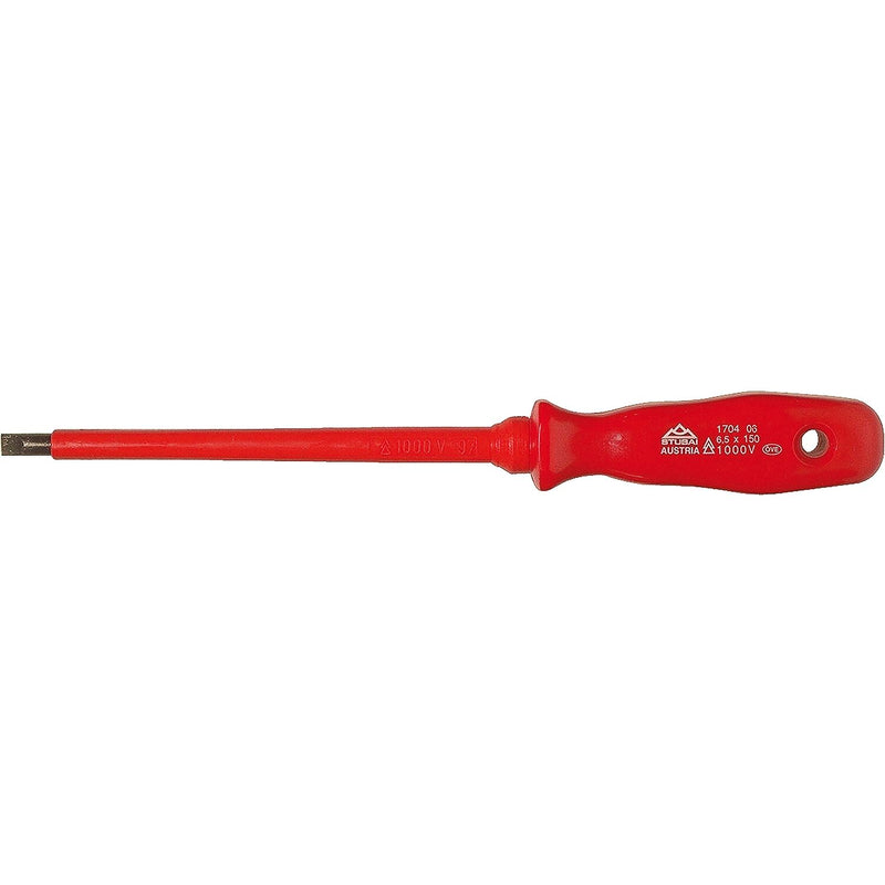 STUBAI Schraubendreher VDE 1704 Schlitz 1,6x10x200 mm, Kunststoffgriff, L=320 mm