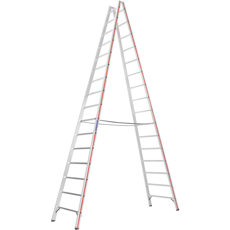 HYMER Alu-Sprossen-Stehleiter Type 6023 Sprossen=2 x 16 Länge=4,65 m