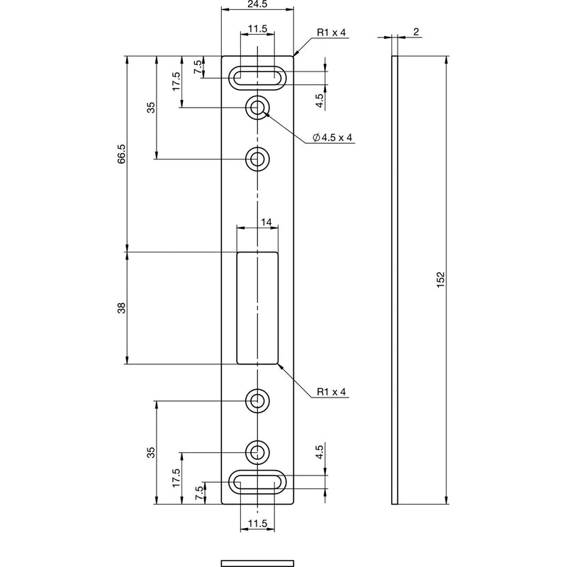 Schließblech EA 330 für Elektro-Sicherheitsschlösser, 231,8 x 23,8 x 3 mm (ST 1)