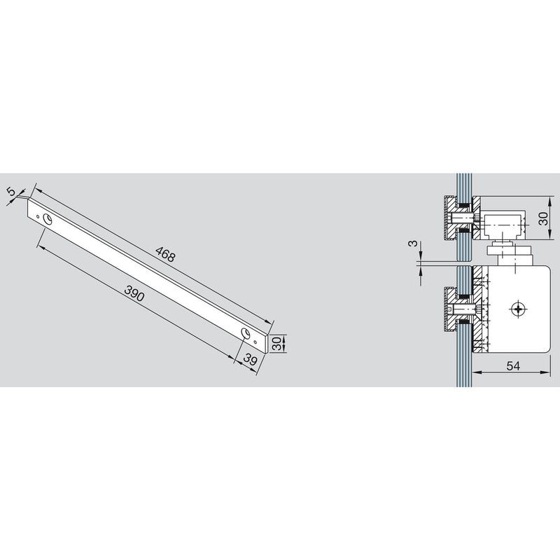 DORMAKABA Oberlichtbefestigung Gleitschiene TS 92, silber (ST 1)
