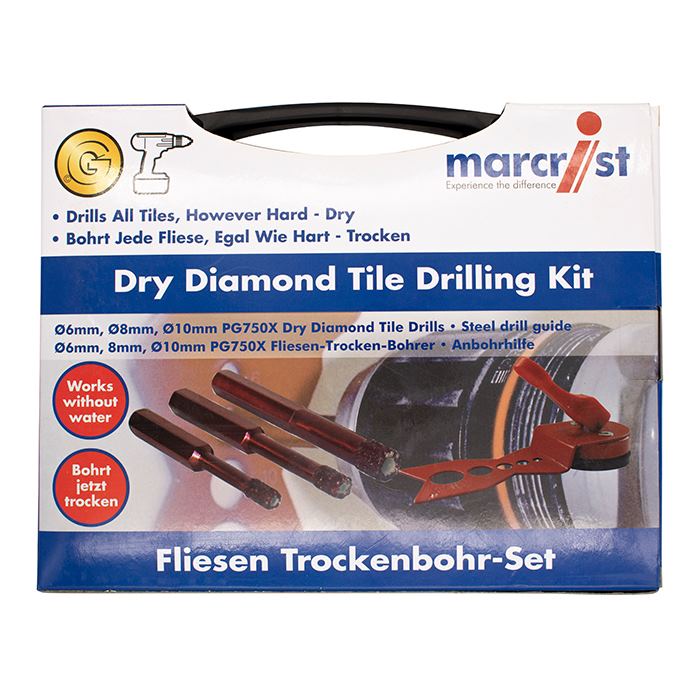 marcrist PG750X - Hex Fliesen- und Feinsteinzeug Trockenbohrerset mit HEX Aufnahme